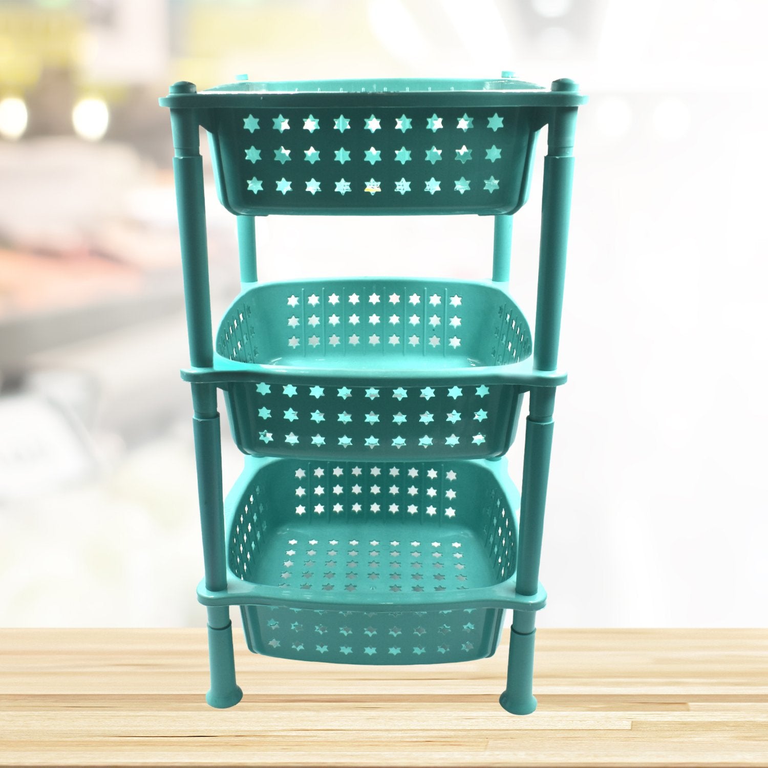 3-layer round kitchen trolley with basket 3-layer round kitchen trolley with basket